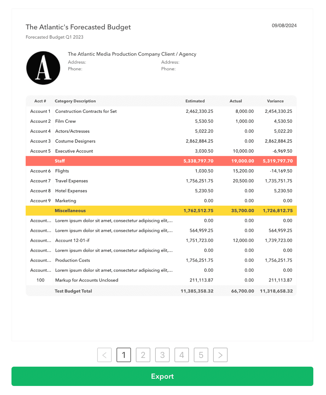 GreenBudget Exporting