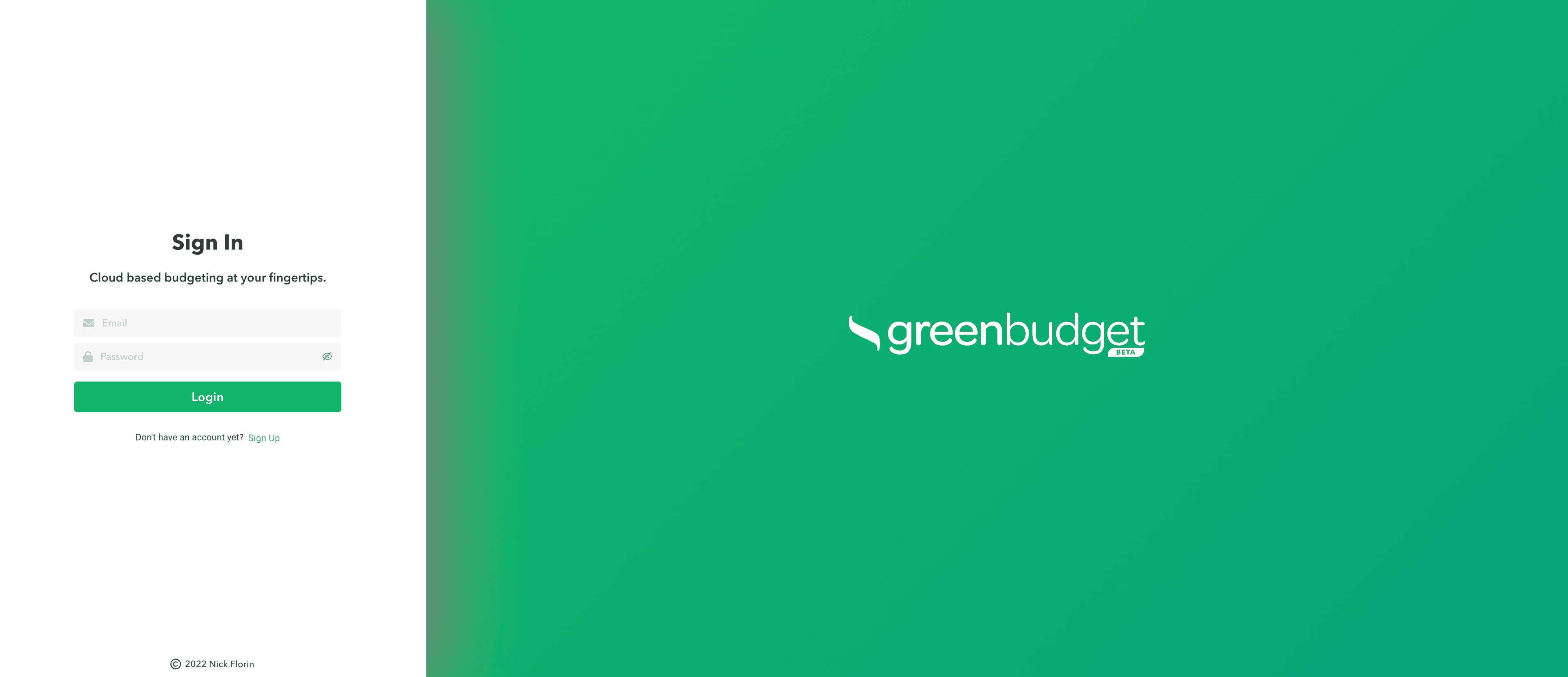 GreenBudget Landing Page
